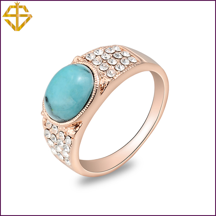 SI м  / ǰ ū Ÿ Ű  18K     //SI Fashion Jewelry/Antique Big Oval Turquoise Ring 18K Gold Plated Gift for women/ For wholesale